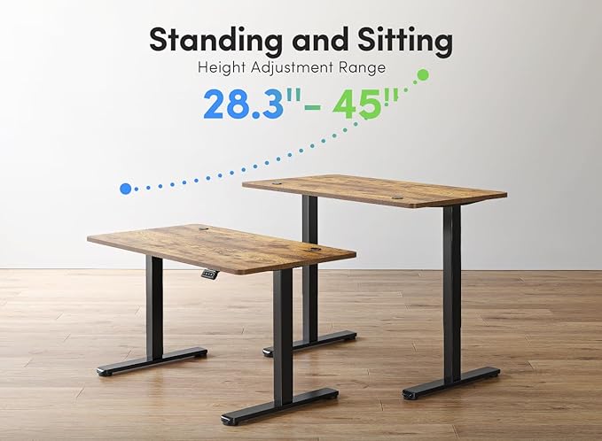 FEZIBO Electric Standing Desk, 60 x 24 Inches Height Adjustable Stand up Desk, Sit Stand Home Office Desk, Computer Desk, Rustic Brown-DeskLoop Office