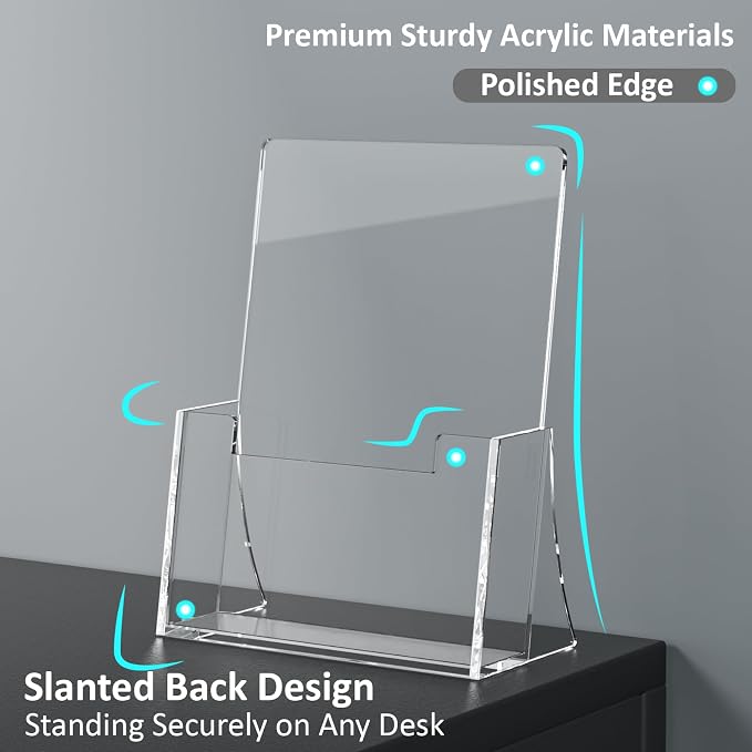 Acrylic Brochure Holder 8.5 x 5.5 Inch 4 Pack, Brochure Display Stands - Image 3