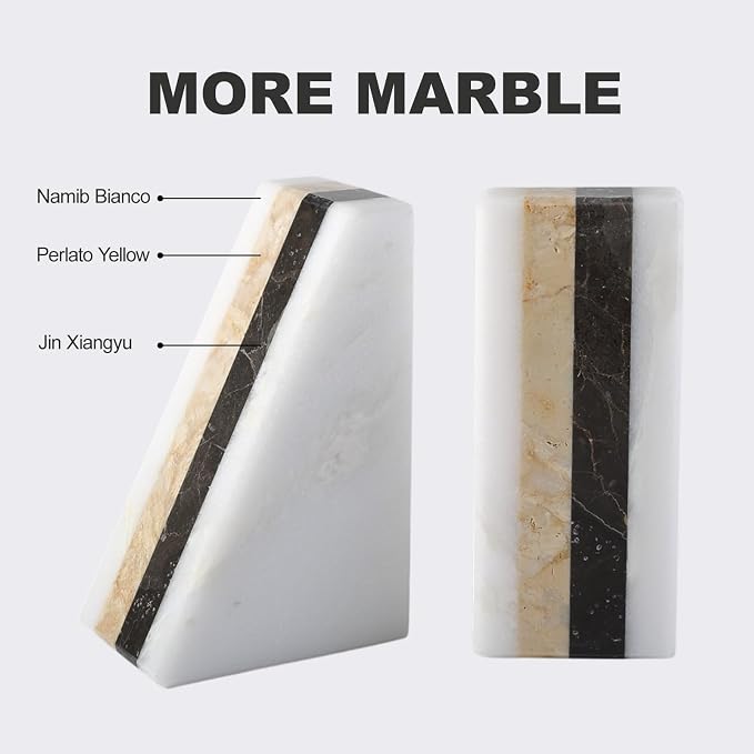 Karibiber Marble Book Ends, Non-Skid Bookends - Image 4