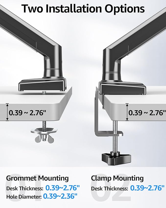Dual Monitor Stand fits up to 32 inch, 4.4-22 lbs Computer Screens, Dual Monitor Desk Mount Height Adjustable, Monitor Arms for 2 Monitors, Home Office VESA Mounts with Gas Spring, Freelift Black-DeskLoop Office