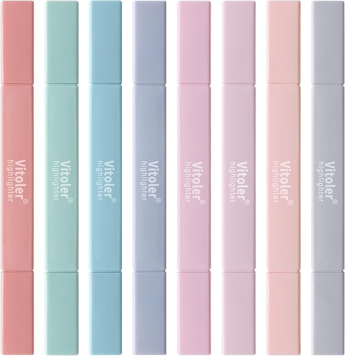 Vitoler 8pcs Aesthetic Highlighters, Chisel & Fine Tips Bible Highlighters | by VITOLER