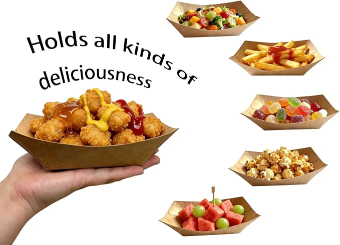 100 Pack, 2lb Paper Food Trays, Disposable Food Trays, Suitable - Image 6