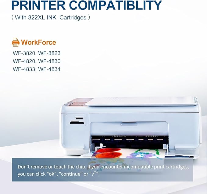 822XL Ink Cartridges Combo Pack Remanufactured Replacement for Epson 822XL Ink Cartridges 822XL Work for Epson WF-3820 Printer WF-4820 WF-4830 WF-4833 WF-3823 WF-4834 (5 Pack)-DeskLoop Office