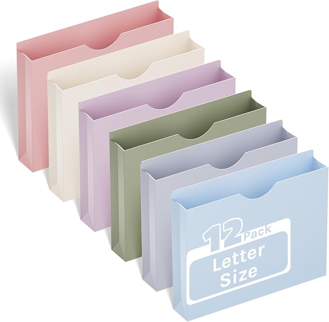 2 Inch Plastic Manila File Jacket & File Pockets, Heavy Duty 2 Inch Expanding by Ansook