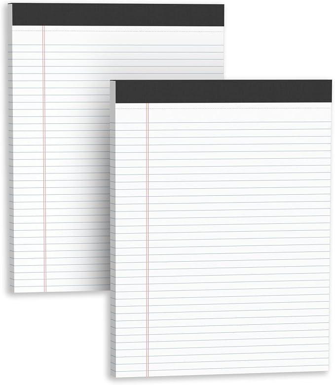 Legal Pads 8.5 X11, Narrow Ruled Notepads, 2 Pack, 50 Sheet/Pad, Tear Off by Glyanlee