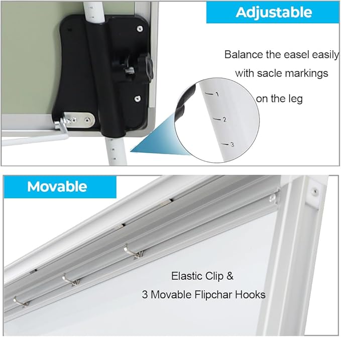 40"x28" Magnetic Dry Erase Board Easel Stand - Adjustable Height Tripod Whiteboard | Includes Flipchart Pad, 6 Magnets & Eraser | Portable Presentation Board for Office, School,White Frame-DeskLoop Office