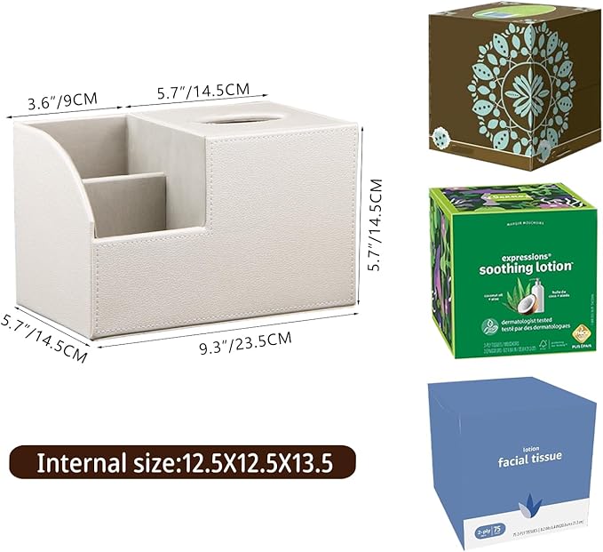 PU Leather Square Tissue Box Cover - Image 3