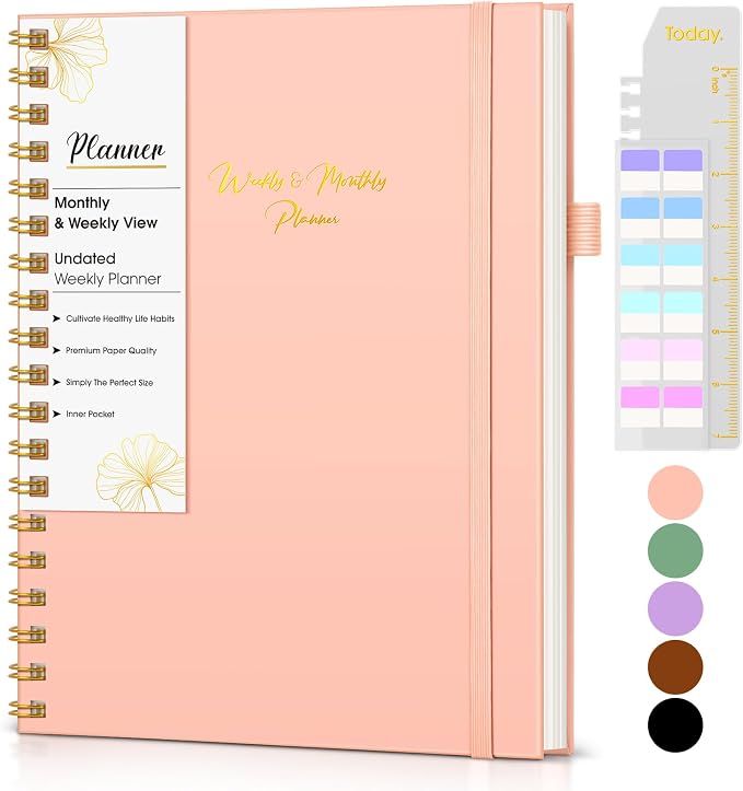 Undated Weekly and Monthly Planner, B5 Large Weekly To Do List Notebook by FABLSOTH