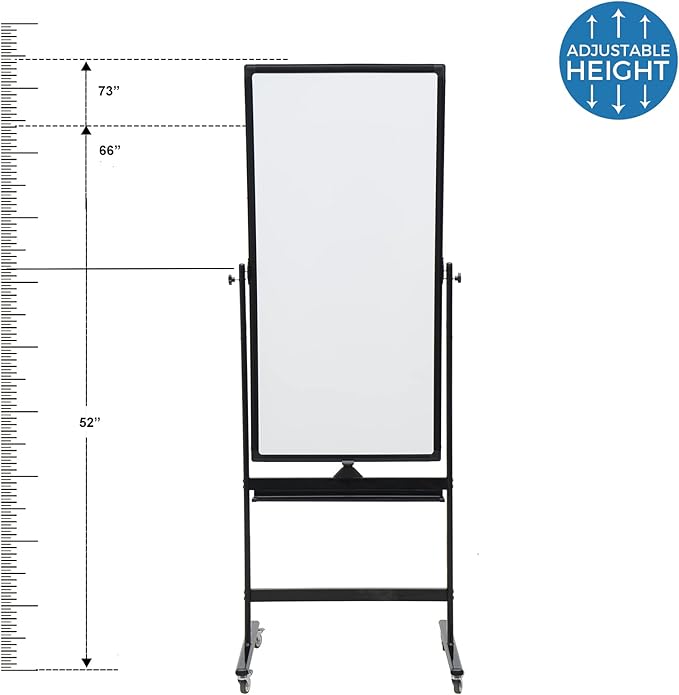 48" x 24" Magnetic Mobile Whiteboard - 360° Reversible Double-Sided Dry Erase Board with Wheels, Portable Standing Whiteboard Easel for Office & Classroom - Includes 6 Markers + 1 Eraser-DeskLoop Office