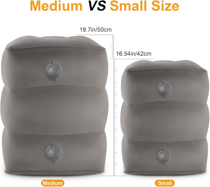 Inflatable Travel Foot Rest Pillow, Kids Airplane Bed, Adjustable Height Leg - Image 3