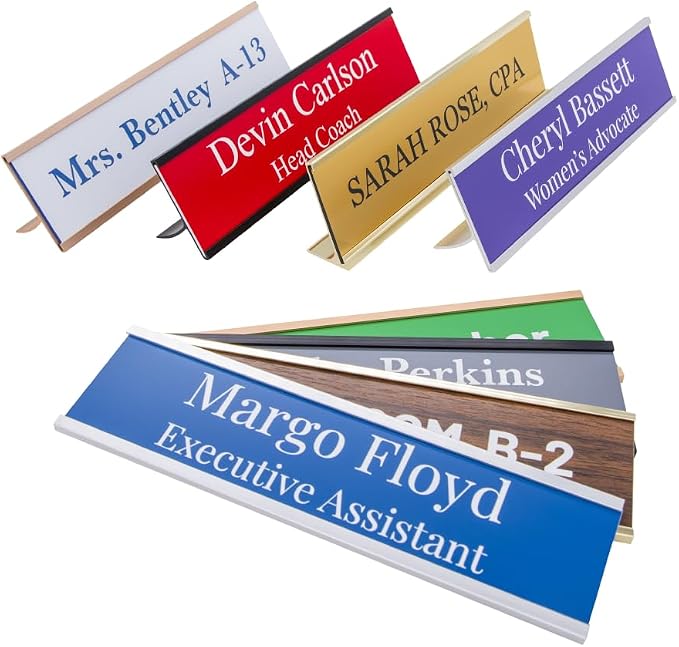 Custom Office Name Plate for Desk, Door & Wall, 15 Colors | Custom Engraveed by GemAwards