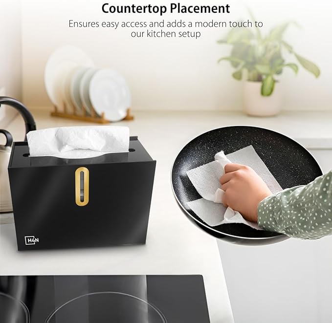 H4N Multifold Hand Paper Towel Dispenser Countertop, Compact Design, Single Sheet Dispensing for Home and Commercial Use, Black-DeskLoop Office