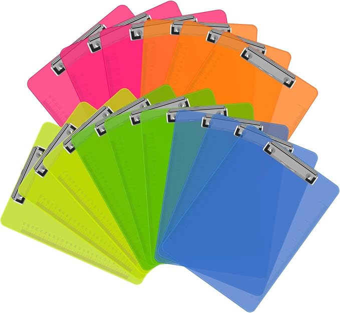 Clipboards, HERKKA 15 Pack Upgrade Plastic Clipboards Low Profile Clip Standard by HERKKA