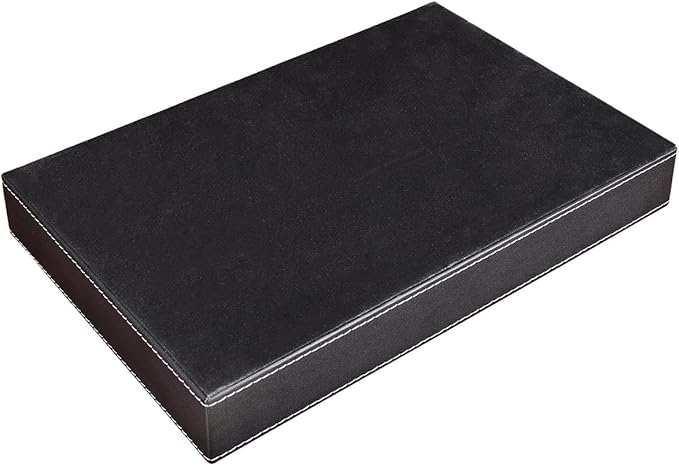 KINGFOM Pu Leather Desk Organizer Tray, 4 Compartment Office Storage Supplies Stationery Drawer Tray, Nightstand Bedside Tray for Key, Wallet, Sunglass, Watch, Coin, Phone Valet Tray Stackable Black-DeskLoop Office