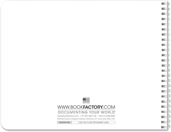 BookFactory Hazardous Material Log Book/Haz Mat Materials Tracking Logbook - Image 5