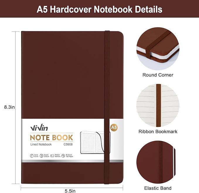 ViVin Lined Journal Notebooks for Professional Office Work, 192 Pages, Medium - Image 2