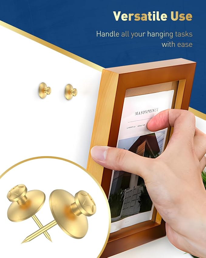 Uniclife 60 Pcs Double Headed Picture Hanging Nails, Picture Hangers, Push Pins - Image 7