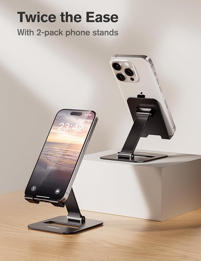 Nulaxy 2 Pack Dual Folding Cell Phone Stand, Fully Adjustable Phone Holder - Image 2