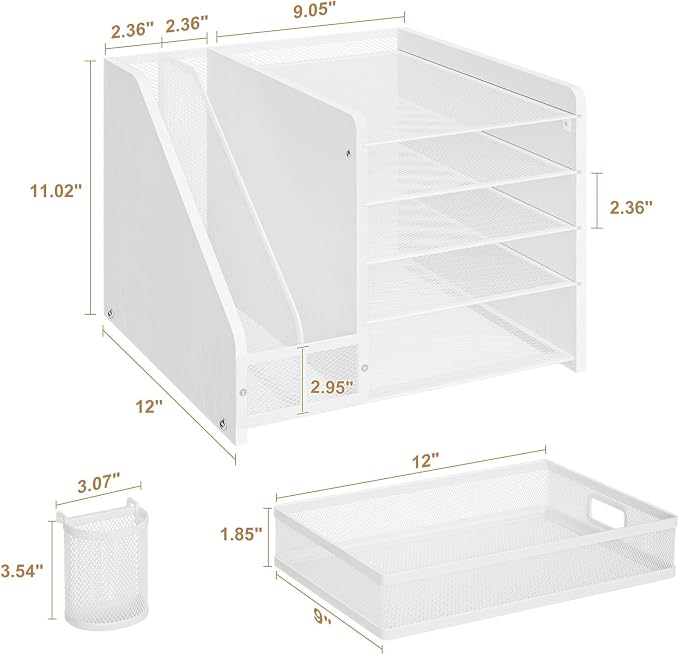 Marbrasse Desk Organizer with File Holder, 5-Tier Paper Letter Tray Organizer - Image 5