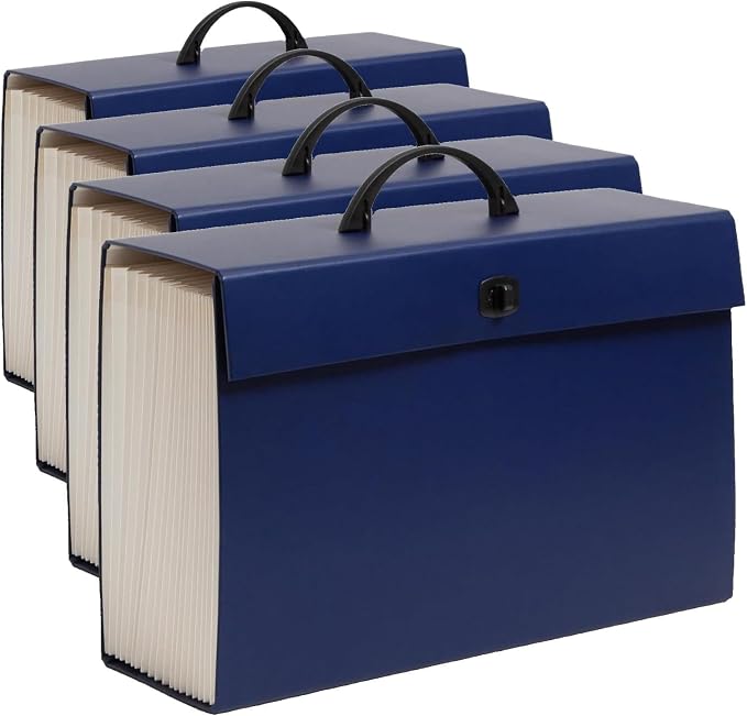 Smead Portable Expanding File Box, 19 Pockets, Blank Tabs, Printed Labels by SMEAD