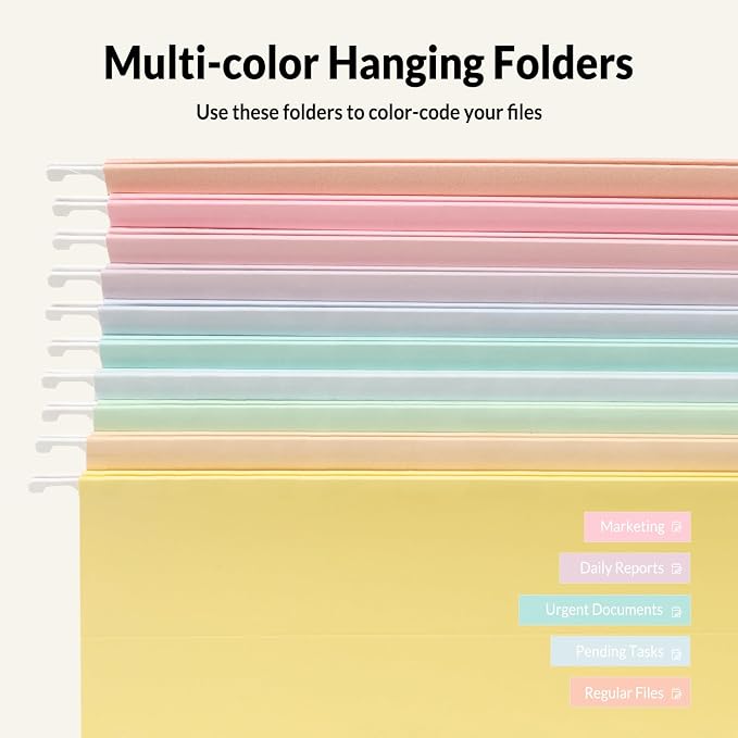 SUNEE Hanging File Folders, 50 Pack Letter Size Hanging File Folders - Image 4