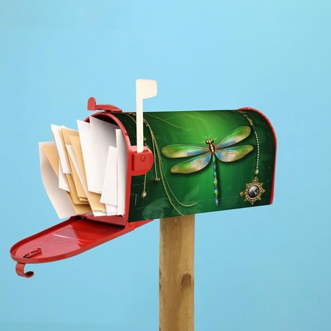 Green Dragonfly Welcome Magnetic Mailbox Cover, Mailbox Wrap Decorative - Image 6
