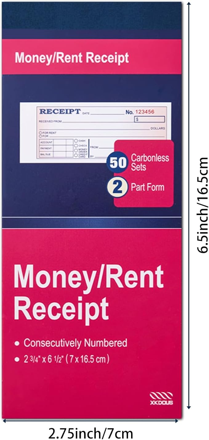 XKDOUS 6 Pack Receipt Book - Image 2
