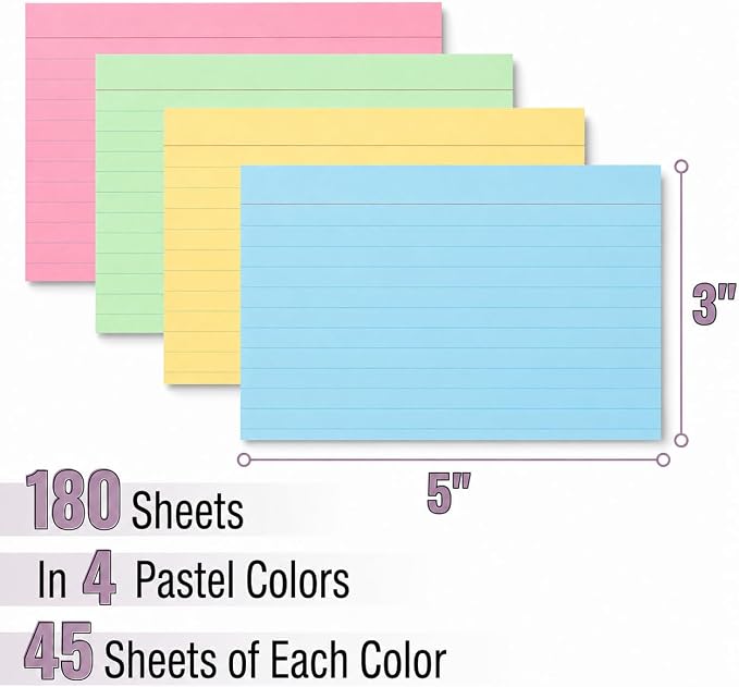 Mr. Pen- Pastel 3" x 5", 180 Lined Index Cards, Note Cards, Flash Cards | Study - Image 2