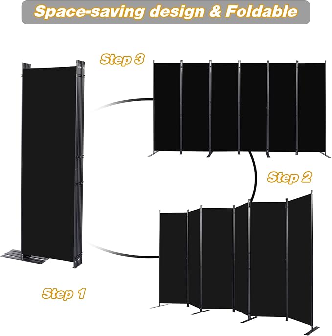 CHOSENM Room Divider, 6 Panel Folding Privacy Screens - Image 5