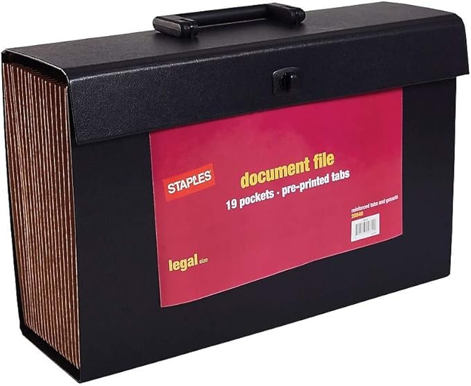 Staples Expanding File with A‑Z Index, Legal Size, 19‑Pocket Accordion Organizer by Staples