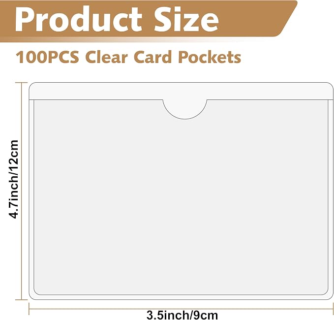 100 Pcs Clear Adhesive Pockets, Plastic Adhesive Label Pockets, Self Adhesive - Image 2