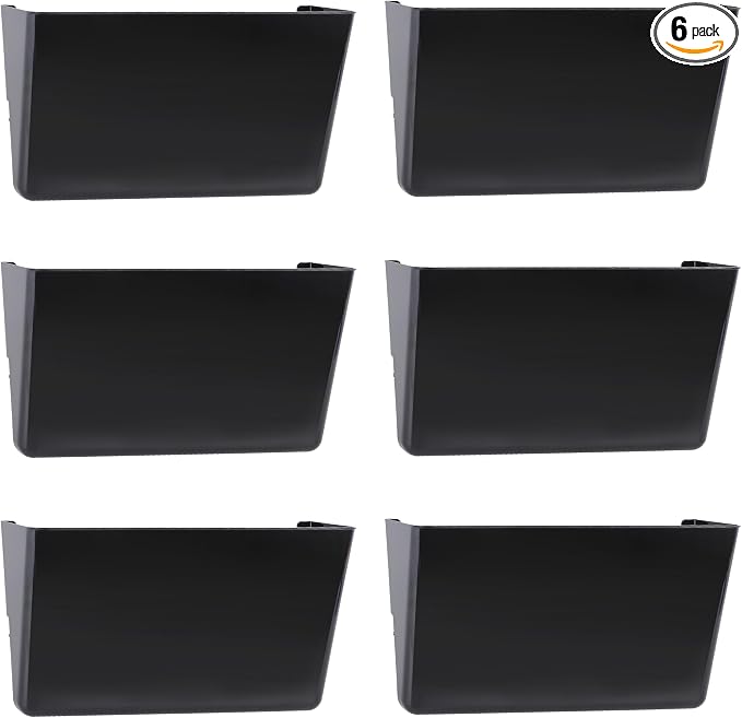 EASEPRES 6 Pack Black Plastic Single Pocket Hanging File Organizer, Wall Mount by EASEPRES