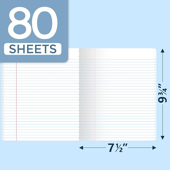 SUNEE Composition Notebook, Wide Ruled Paper, Home School Supplies - Image 2