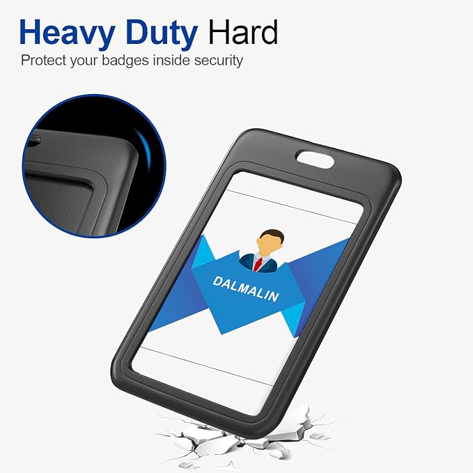 15 Pack Sliding ID Badge Holder Vertical Hard Plastic Card Case Protector Pouch - Image 4