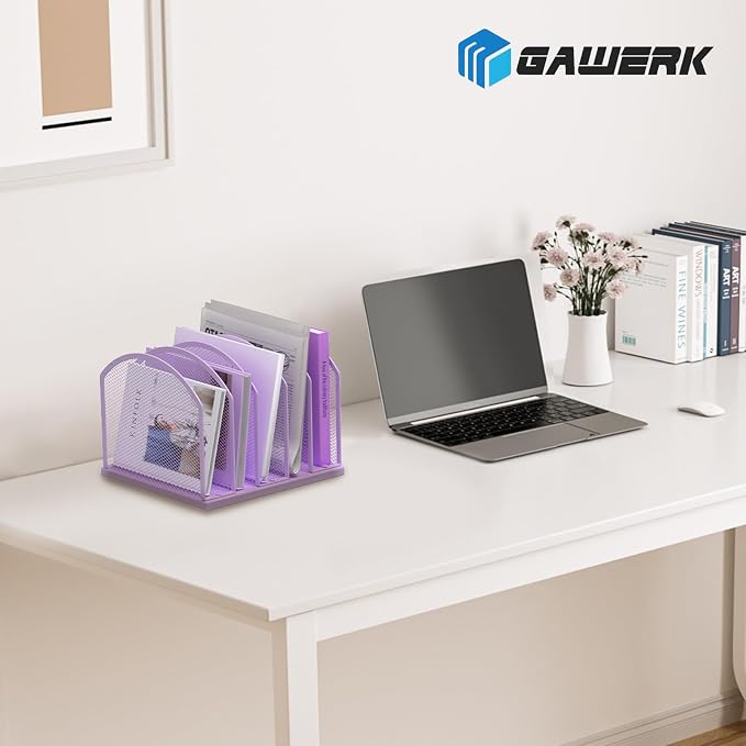 Gawerk 5-Section Vertical Desktop Organizer, 5-Section Mesh File Folder Stand - Image 7