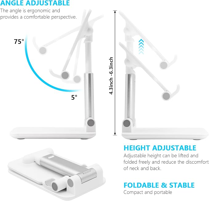 Cell Phone Stand for Desk, Angle & Height Adjustable Phone Holder, | Fully - Image 4