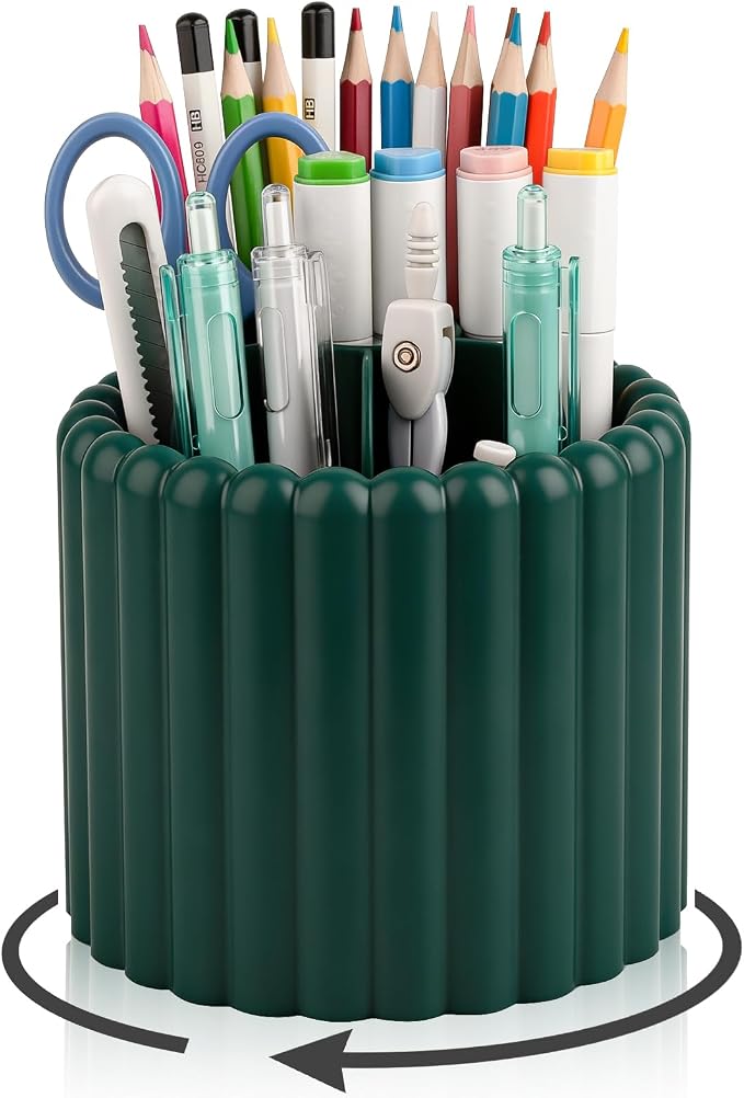 Anyoifax 360° Rotating Pen Holder 7 Slots Desk Organizer Removable Pencil Cup by Anyoifax