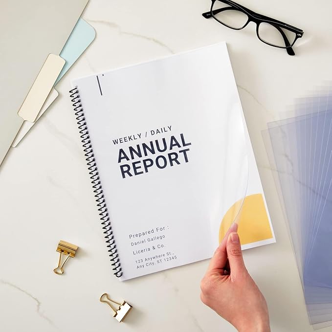 Juvale 100 Pack Clear Presentation Covers for Binding, Letter Size 10 Mil Plastic Sheets for Reports, Presentations, Awards, Books (8.5 x 11 in)-DeskLoop Office
