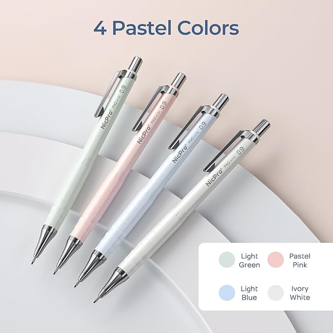 Nicpro Cute Mechanical Pencil Set, 4B Erasers, Rotary Retractable Eraser and - Image 3