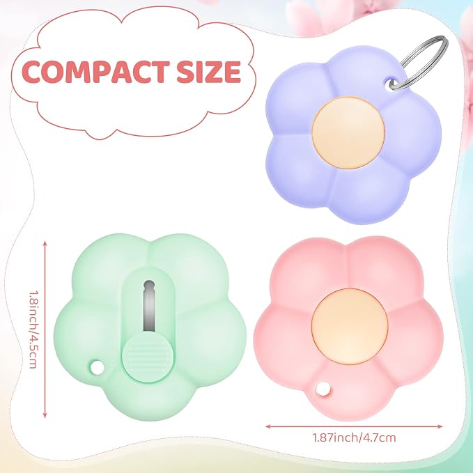 Honoson 8 Pack Mini Box Cutter Retractable Utility Knife Flower Portable Letter - Image 2