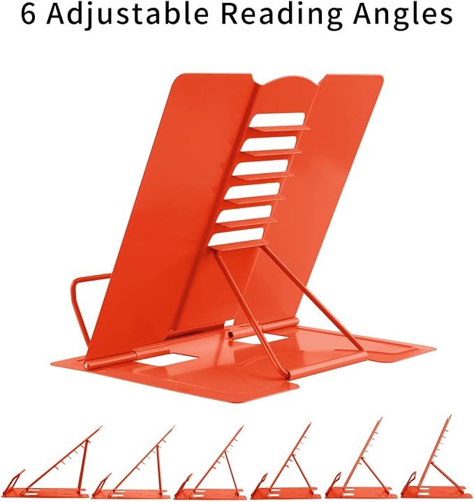 MSDADA Desk Book Stand Metal Reading Rest Book Holder Adjustable Cookbook - Image 5