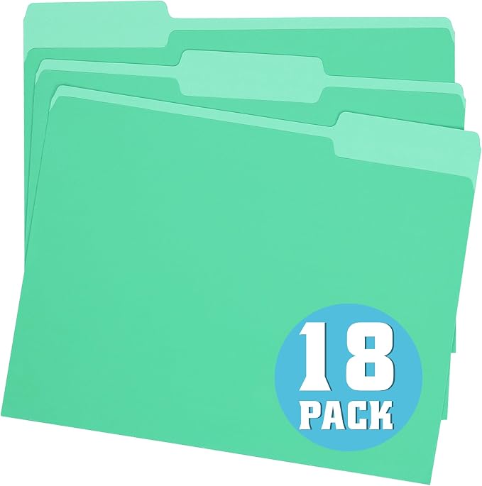 pmybupo Light Green File Folders, 18 Pack Colored File Folder, 1/3 Cut Tab by pmybupo