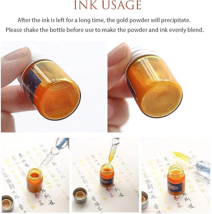 AXEARTE Glass Dip Calligraphy Pen Set, 18-Pieces 14 Color Inks, Pen Holder, Cleaning Cup, 2 Crystal Glass Pens for Art, Writing, Drawing, Signatures, Gift for Kids and Artist-DeskLoop Office