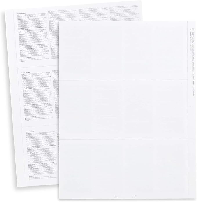 2025 W2 Blank 3-Up Laser Tax Form, by Dutymark