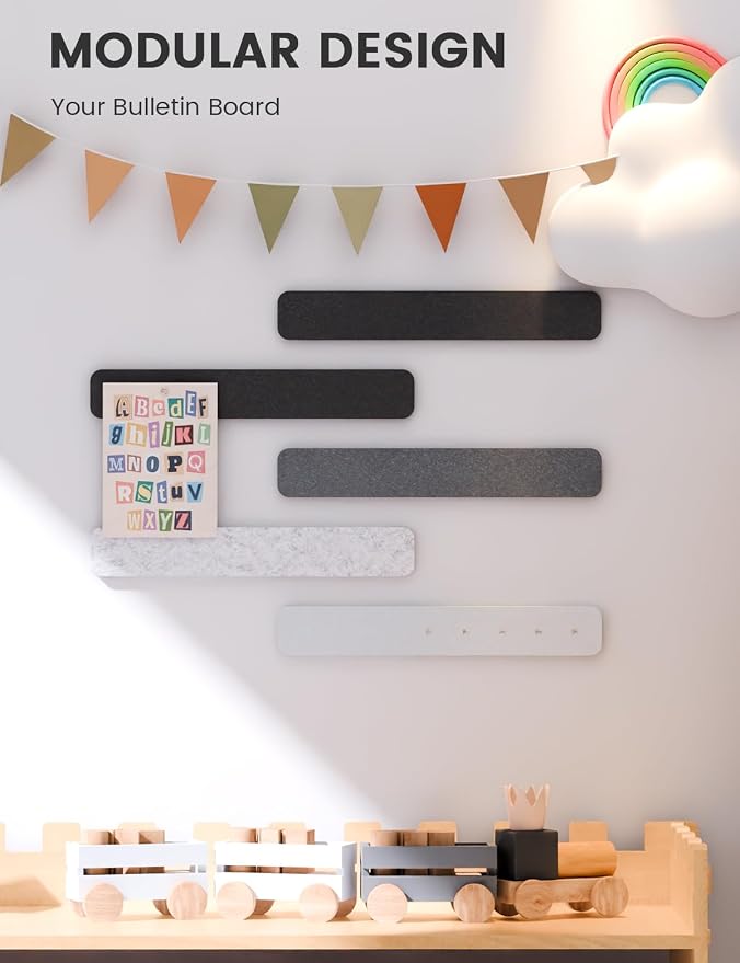 Fluxynara Cork Board Alternative Felt Strip Board 5-Pack 13"x2", Office Pin - Image 5