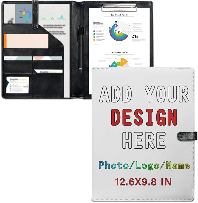 Personalized Leather Portfolio for Men Women, Custom Logo/Text/Photo Binder by LMPTOEI