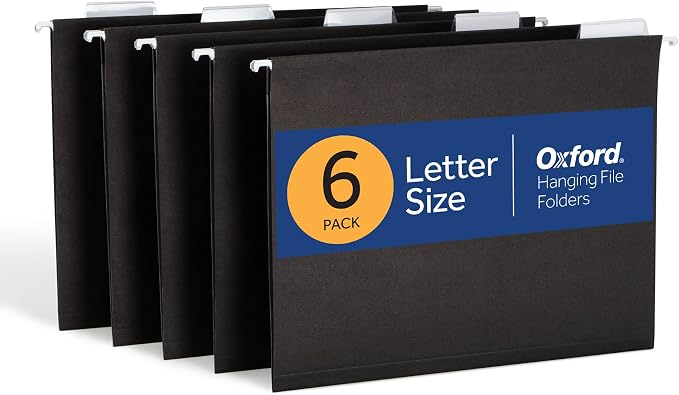 Oxford Hanging File Folders, 6 Pack, Letter Size, 1/5 Cut by Oxford
