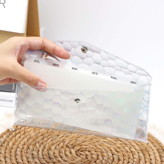 Cash Envelope Wallet 6-Tab Divider Pockets Cash Stuffing Envelopes Glitter PVC - Image 2