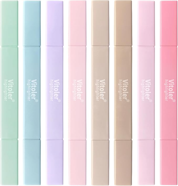 Vitoler 8pcs Aesthetic Highlighters, Chisel & Fine Tips Bible Highlighters | by VITOLER