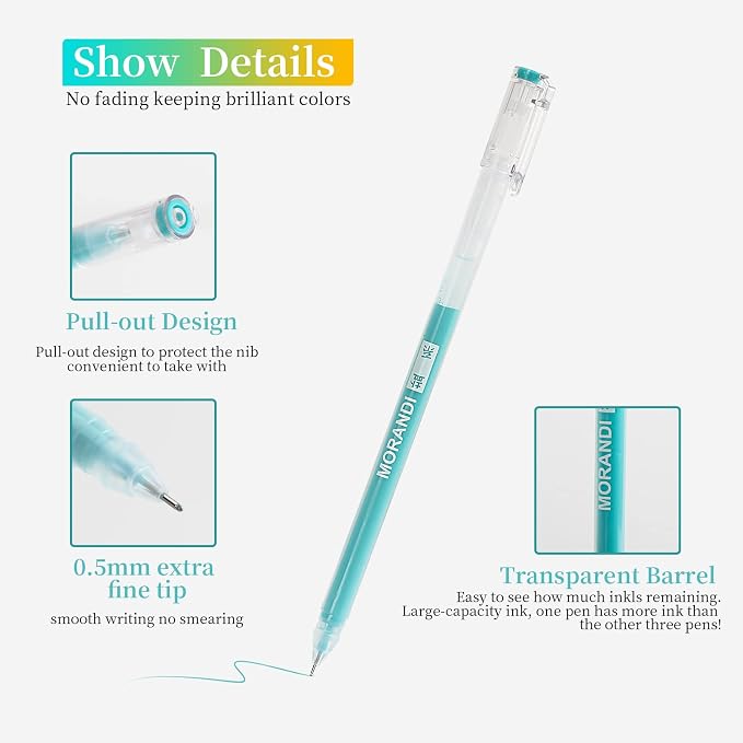 9 Colored Gel Pens Set, 0.6mm Fine Point - Image 3